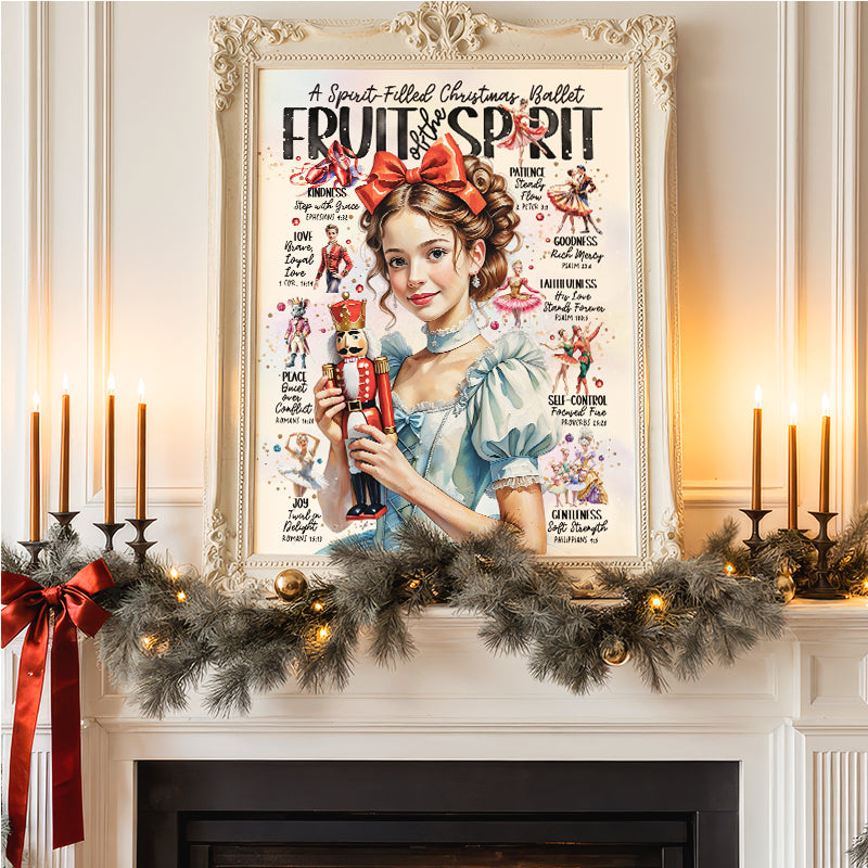 Nutcracker Fruit of the Spirit • Scripture Prompt • Giclée Christmas Art Print