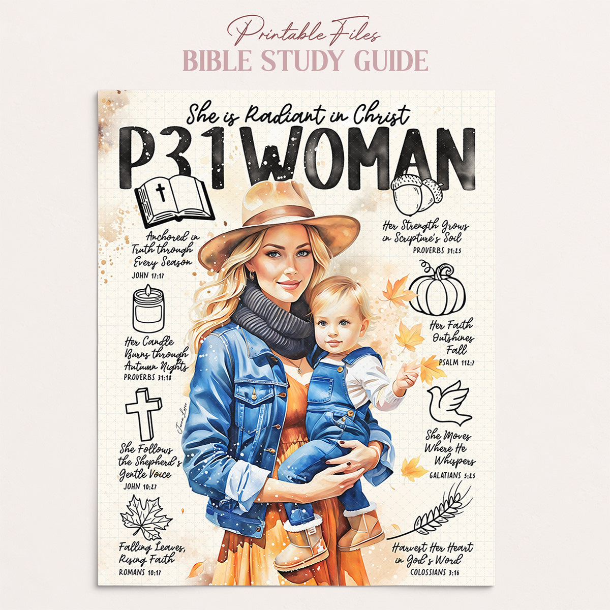 Fall P31 Woman • Christian Digital Art Print • Bible Study Guide