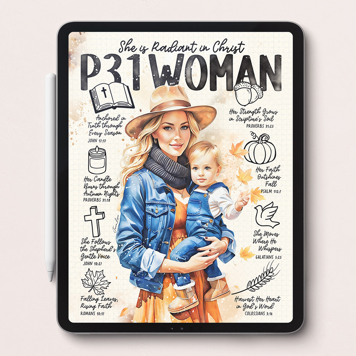 Fall P31 Woman • Christian Digital Art Print • Bible Study Guide