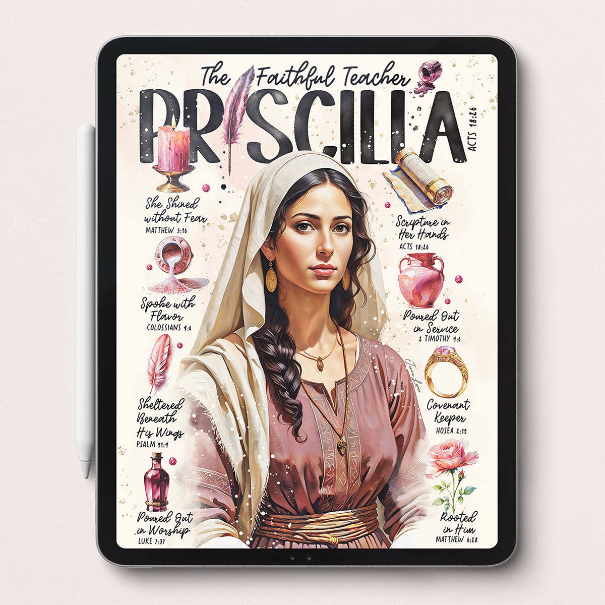 Priscilla • Women of the Bible • Christian Digital Art Print • Bible Study Guide