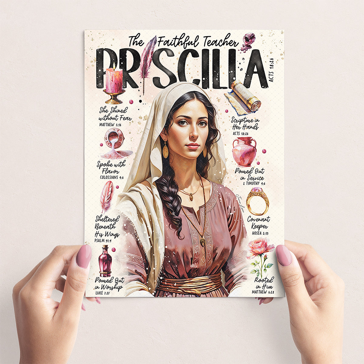 Priscilla • Women of the Bible • Christian Digital Art Print • Bible Study Guide
