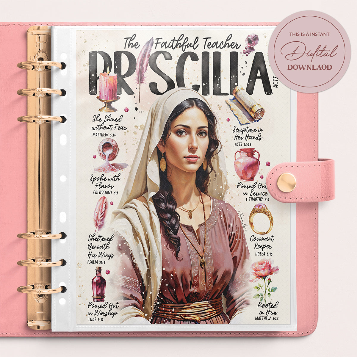 Priscilla • Women of the Bible • Christian Digital Art Print • Bible Study Guide