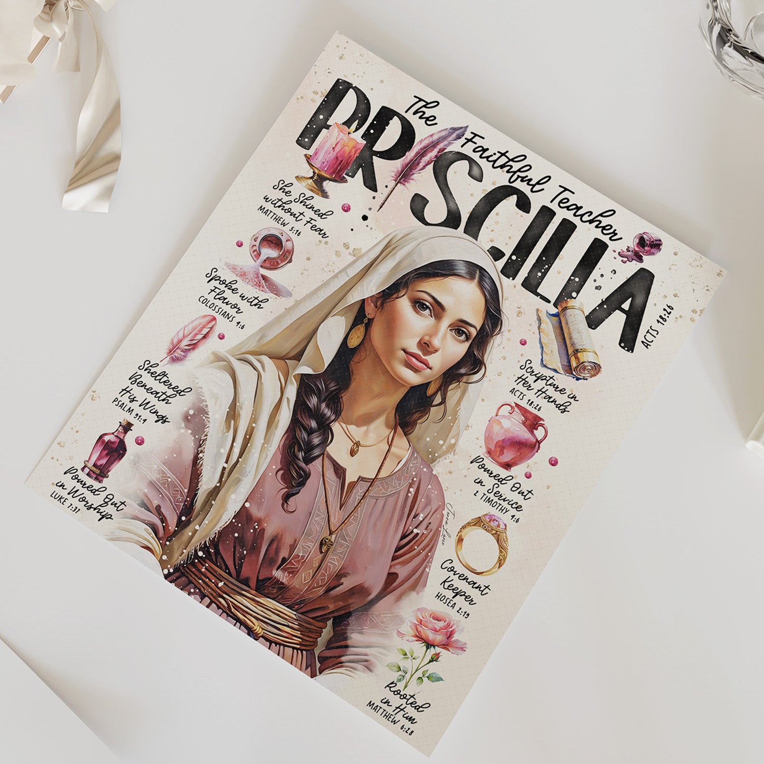 Priscilla • Women of the Bible • Christian Digital Art Print • Bible Study Guide