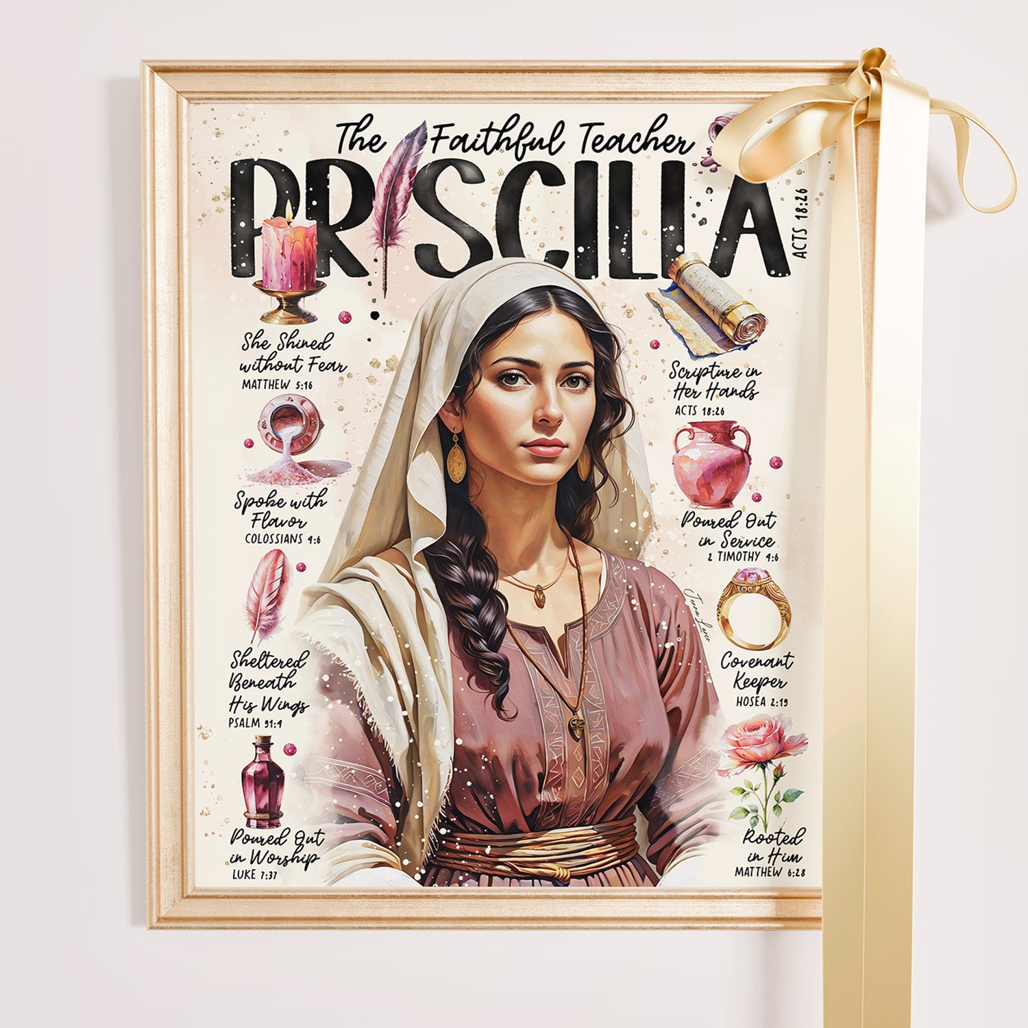 Priscilla • Women of the Bible • Christian Digital Art Print • Bible Study Guide