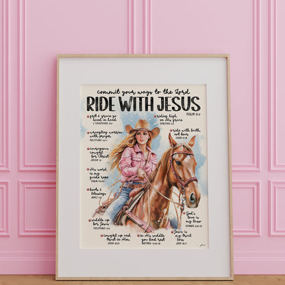 Western | Ride with Jesus | Scripture Prompt Art Print