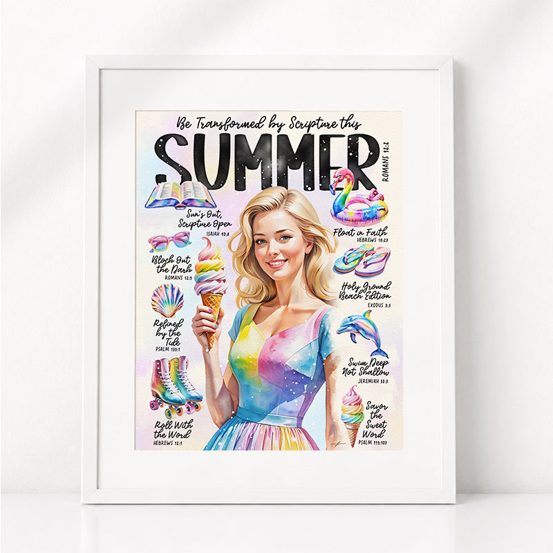 Summer | Be Transformed This Summer | Scripture Prompt | Digital Art Print