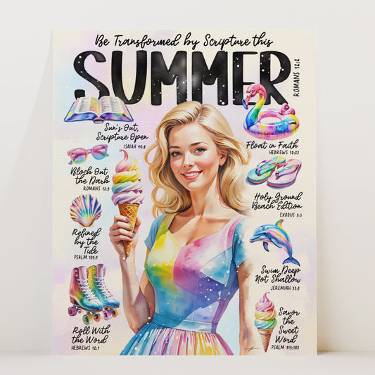 Summer | Be Transformed This Summer | Scripture Prompt | Digital Art Print