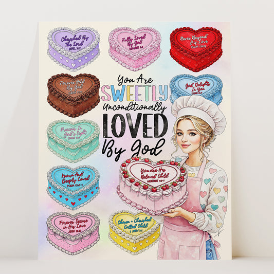 Christian Art Print, Scripture Art, Cake Illustrations, Etsy Christian Art, Jesus Art, Bible Verse Wall Art, Christian Wall Decor, Faith-Based Art Prints, Religious Artwork Home Decor, Inspirational Scripture Prints, Christian Gift Ideas, Bible Verse Illustration Art, Jesus Loves You Art, Christian Aesthetic Decor, God’s Love Artwork, Cute Christian Stickers, Christian Gifts For Women, Valentine's Day Christian Art Print.