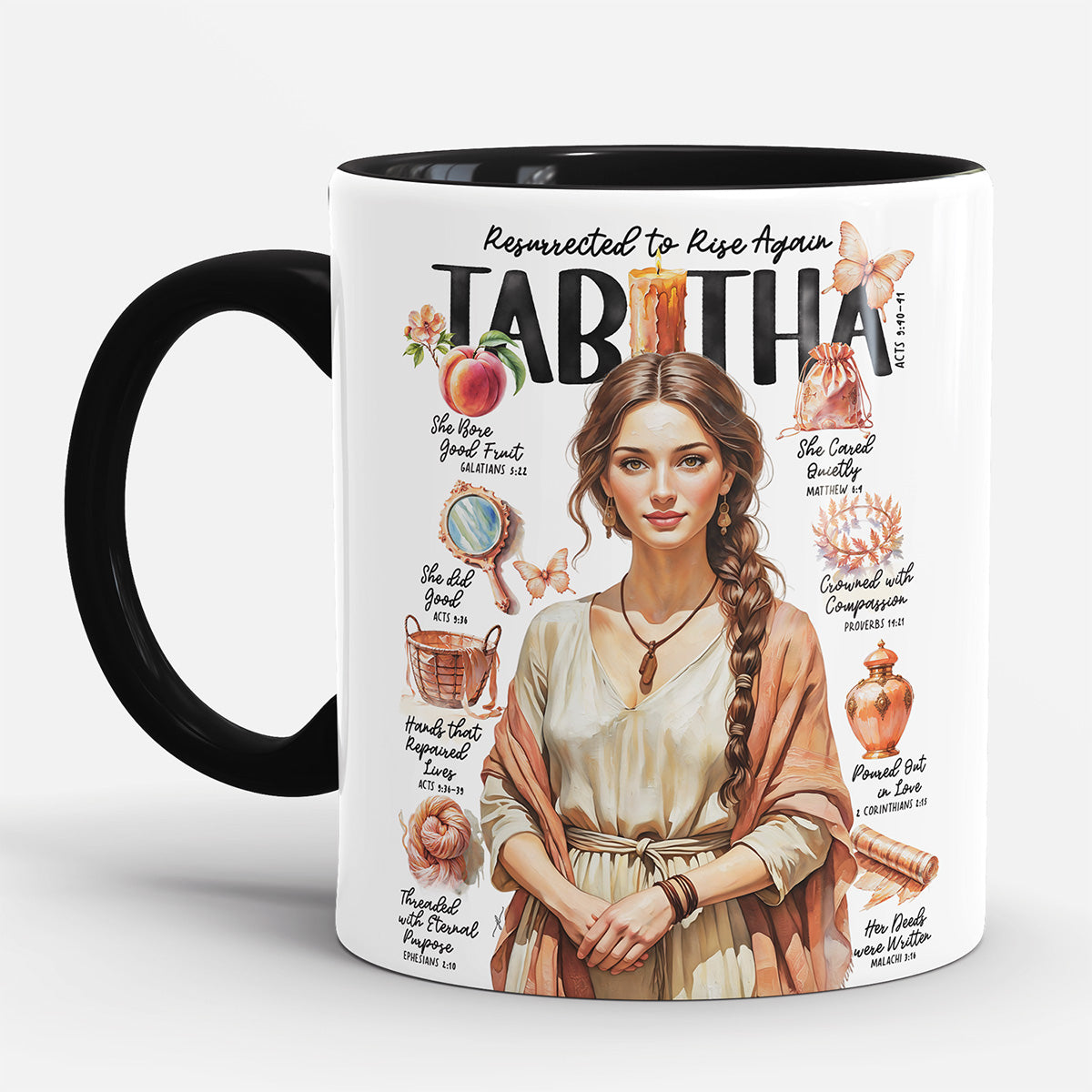 Tabitha • Women of The Bible • Scripture Prompt • Christian Ceramic Personalized Mug