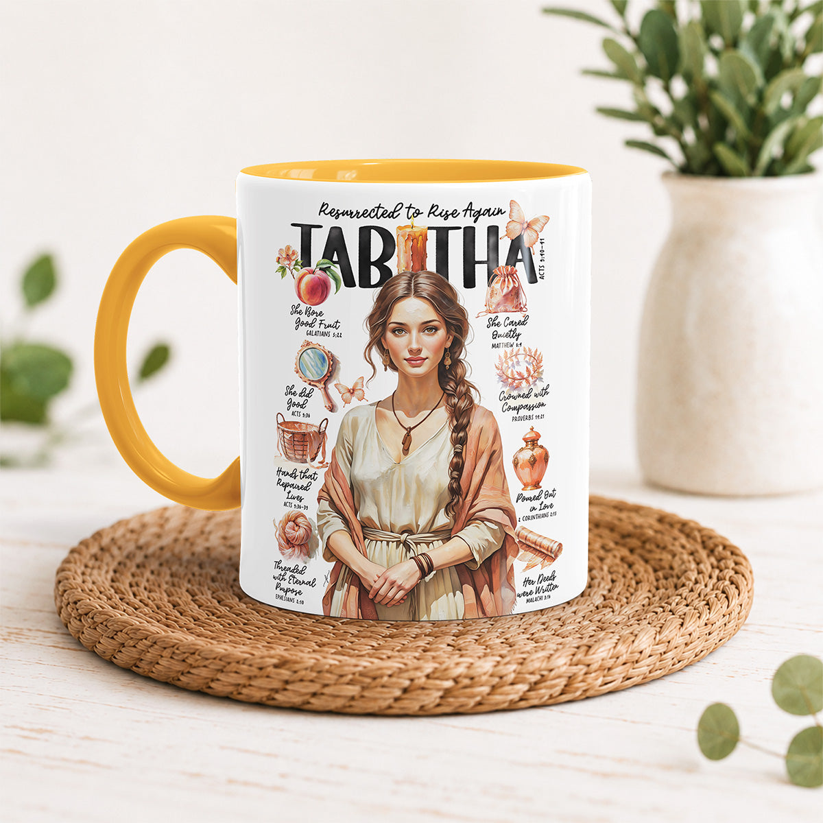 Tabitha • Women of The Bible • Scripture Prompt • Christian Ceramic Personalized Mug