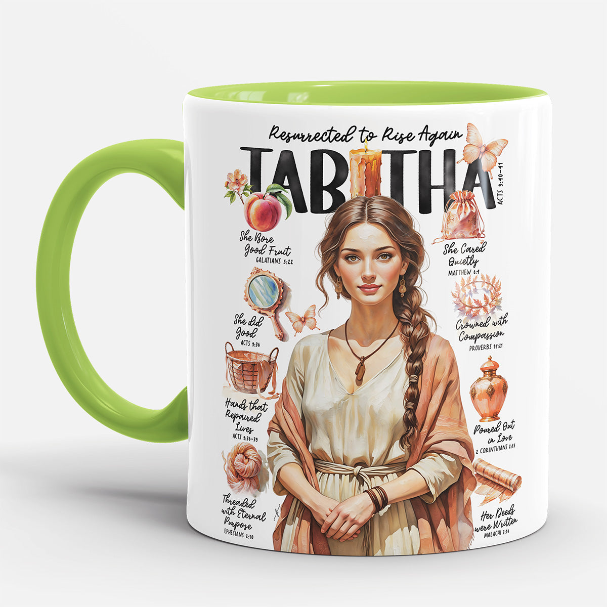 Tabitha • Women of The Bible • Scripture Prompt • Christian Ceramic Personalized Mug