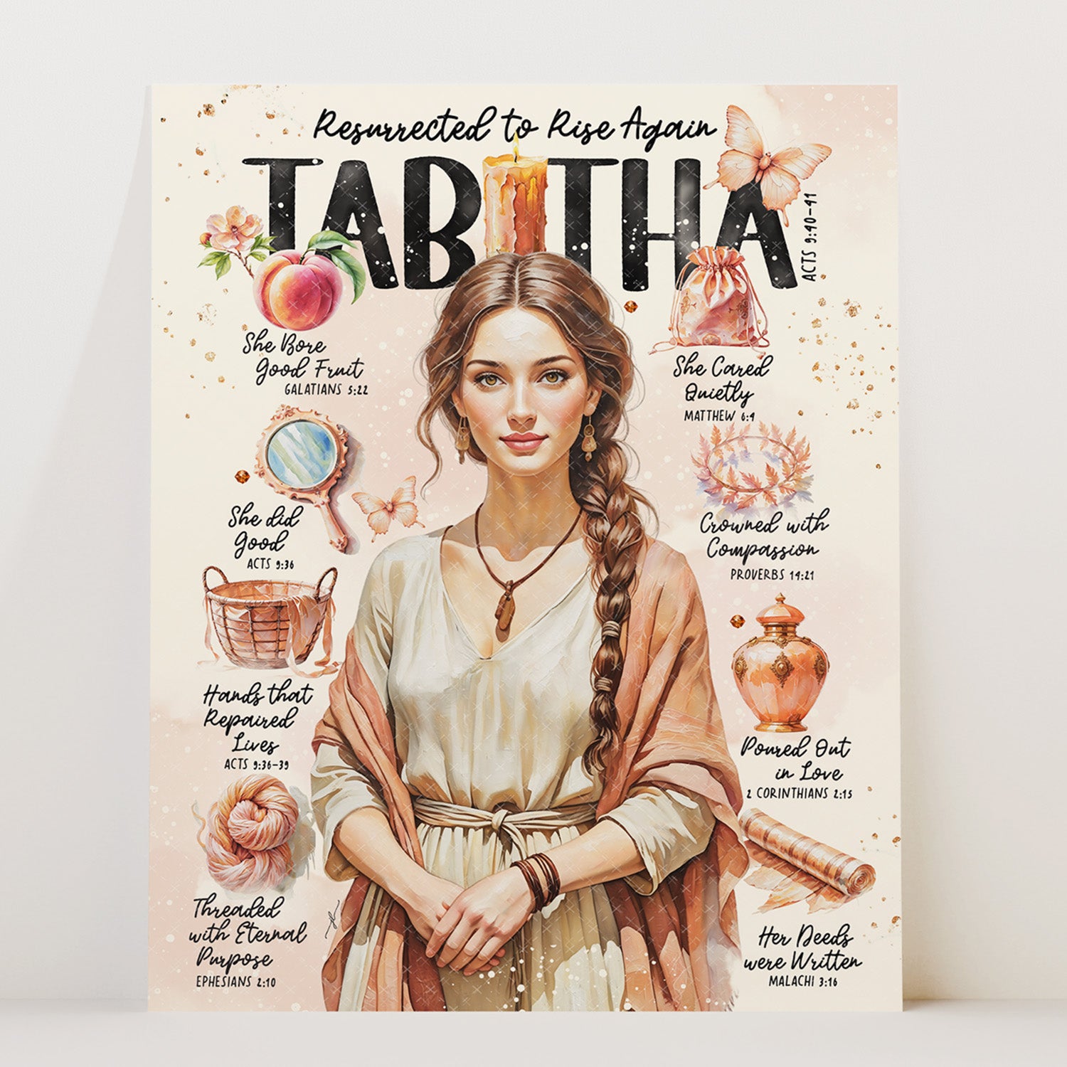 Tabitha • Women of The Bible • Scripture Prompt • Giclée Christian Art Print