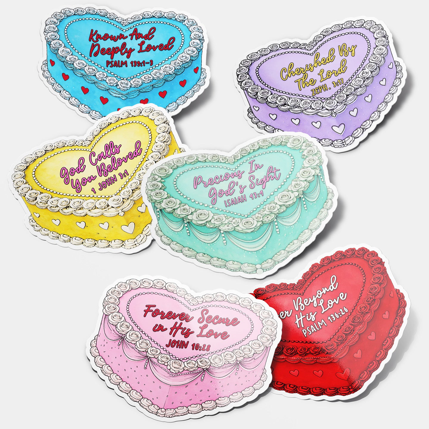 "Valentine’s Cakes" Christian Vinyl Sticker Set