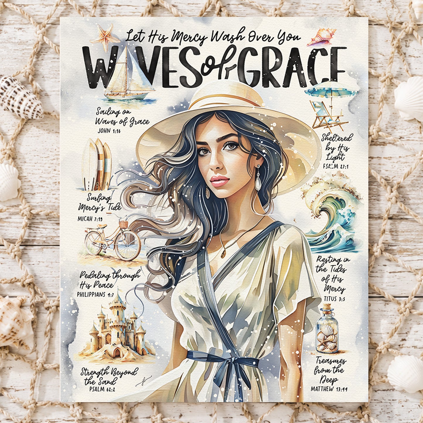 By The Sea | Waves of Grace | Scripture Prompt Art Print