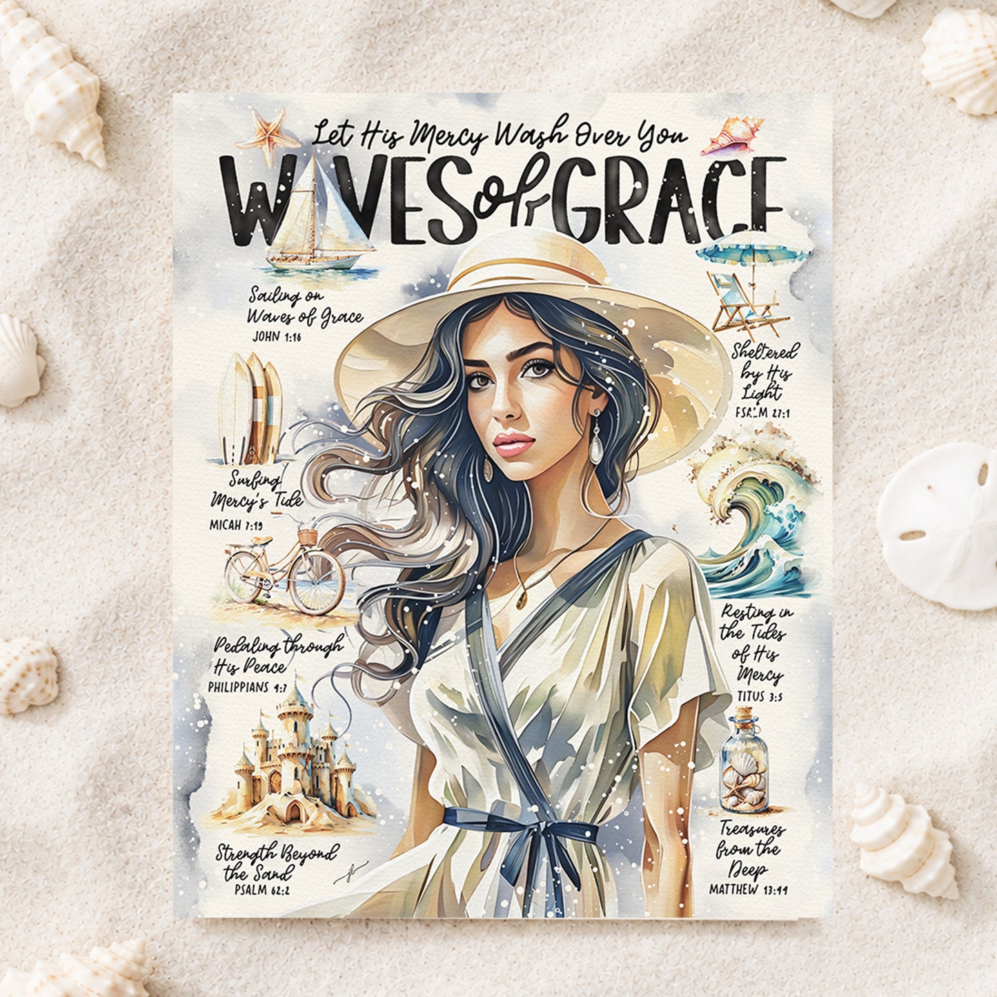 By The Sea | Waves of Grace | Scripture Prompt Art Print
