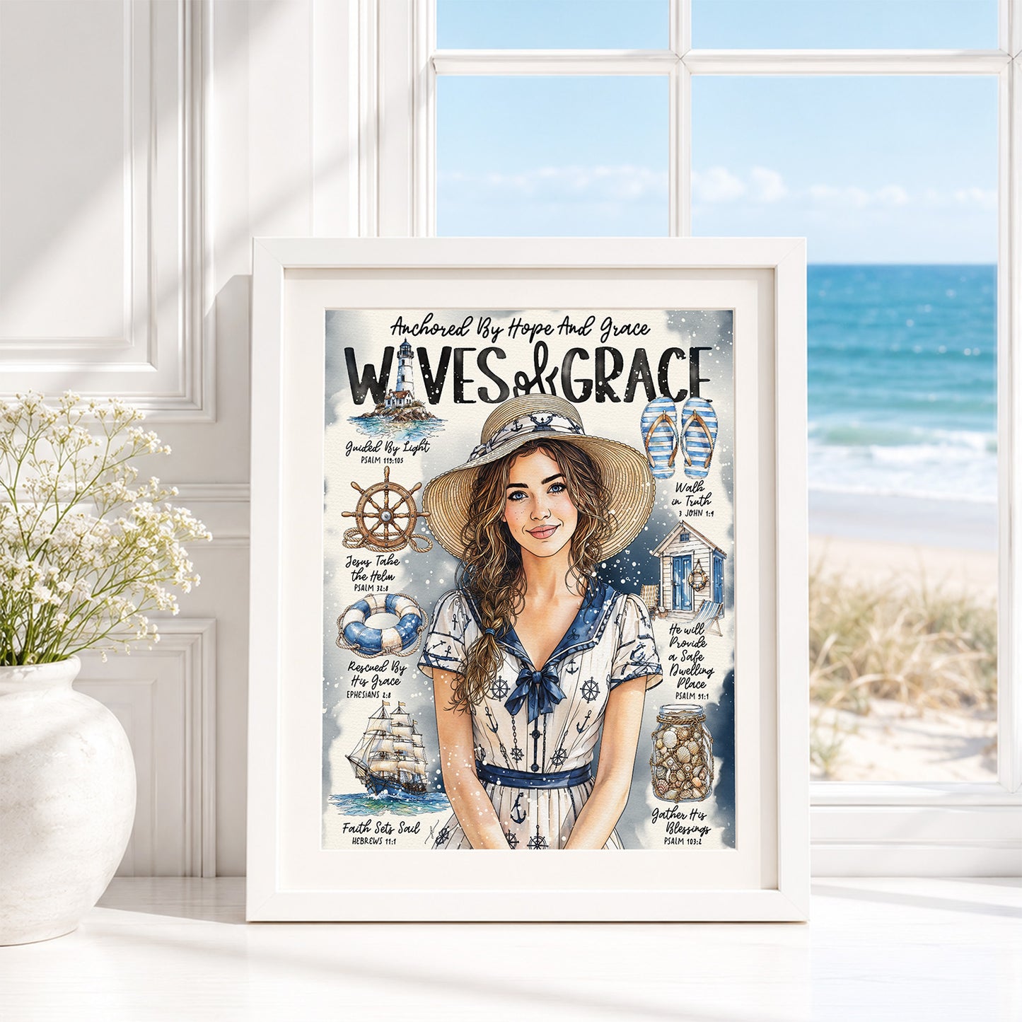 By The Sea | Waves of Grace | Scripture Prompt Art Print