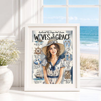 By The Sea | Waves of Grace | Scripture Prompt Art Print