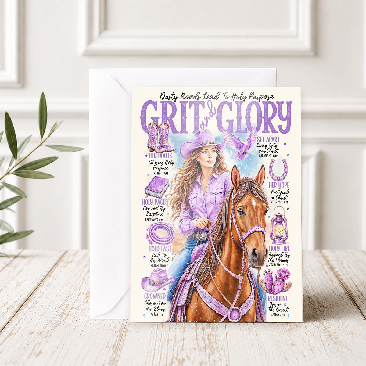 Western • Grit & Glory • Scripture Prompt • Christian  Fine Art Greeting Card