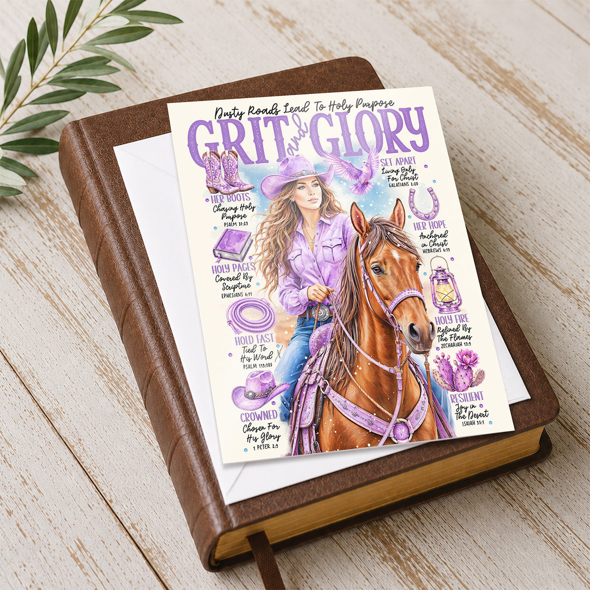 Western • Grit & Glory • Scripture Prompt • Christian  Fine Art Greeting Card