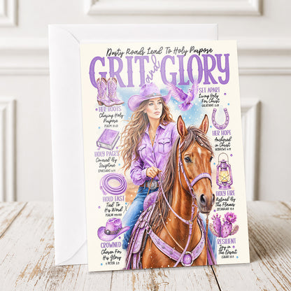 Western • Grit & Glory • Scripture Prompt • Christian  Fine Art Greeting Card