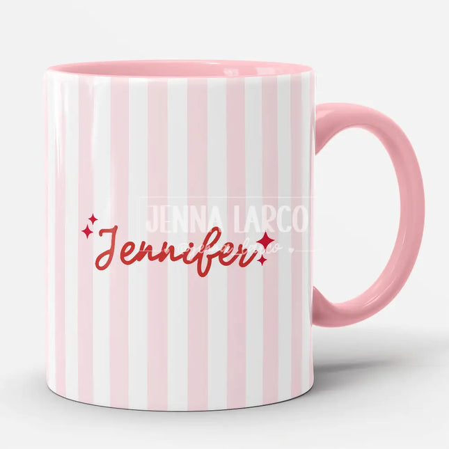 Bible Study Club Christian Ceramic Personalized Mug - 11oz. Red + Pink Mug with Personalization - Notepad